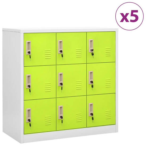 The Living Store Opbergkast - Lockerkasten - 90 x 45 x 92.5 cm - Staal - 9 lockers