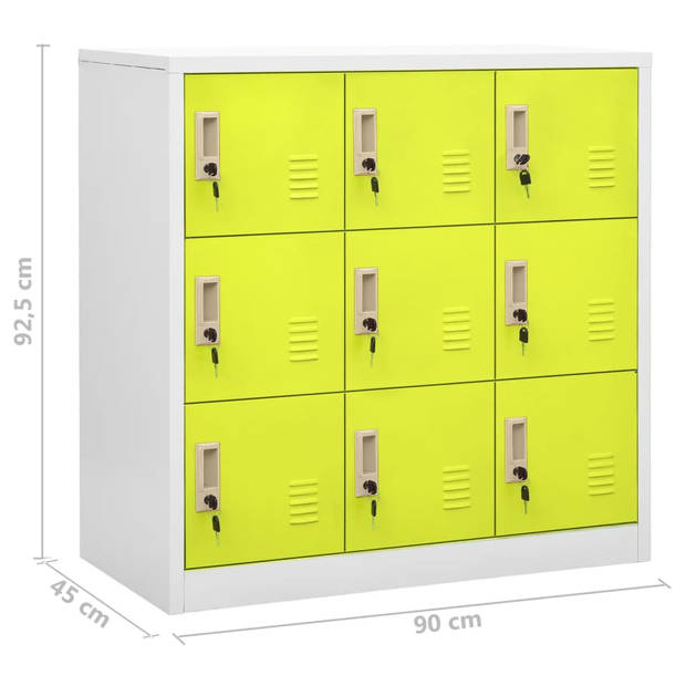 The Living Store Opbergkast - Lockerkasten - 90 x 45 x 92.5 cm - Staal - 9 lockers