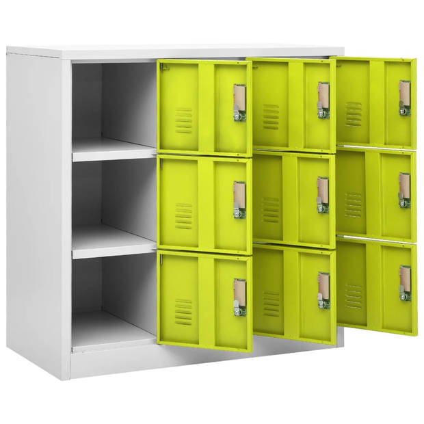 The Living Store Opbergkast - Lockerkasten - 90 x 45 x 92.5 cm - Staal - 9 lockers