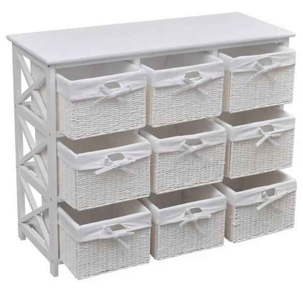 The Living Store Kast s Opbergoplossing - 94 x 37 x 76 cm - 9 geweven manden