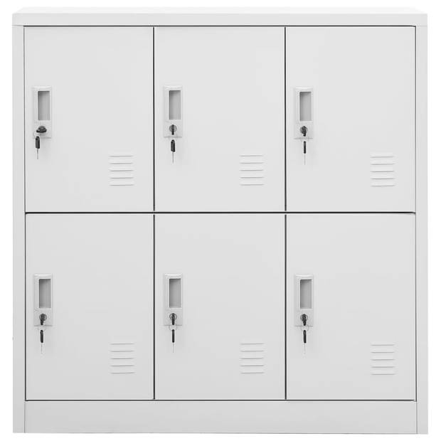 The Living Store Lockerkast - Staal - 90 x 45 x 92.5 cm - Lichtgrijs