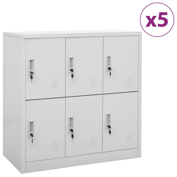 The Living Store Lockerkast - Staal - 90 x 45 x 92.5 cm - Lichtgrijs