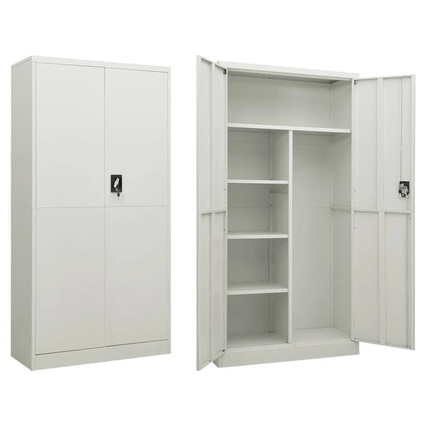 The Living Store Lockerkast - Staal - 90 x 40 x 180 cm - Lichtgrijs