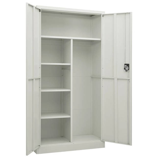 The Living Store Lockerkast - Staal - 90 x 40 x 180 cm - Lichtgrijs