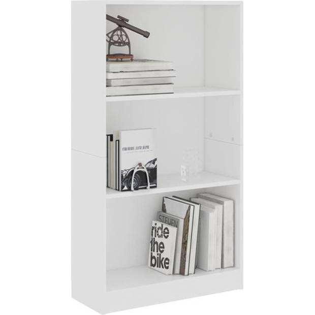 The Living Store Boekenkast - 60 x 24 x 109 cm - Wit - 3-laags ontwerp