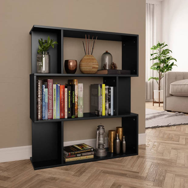 The Living Store Boekenkast - 80 x 24 x 96 cm - Zwart - Bewerkt hout