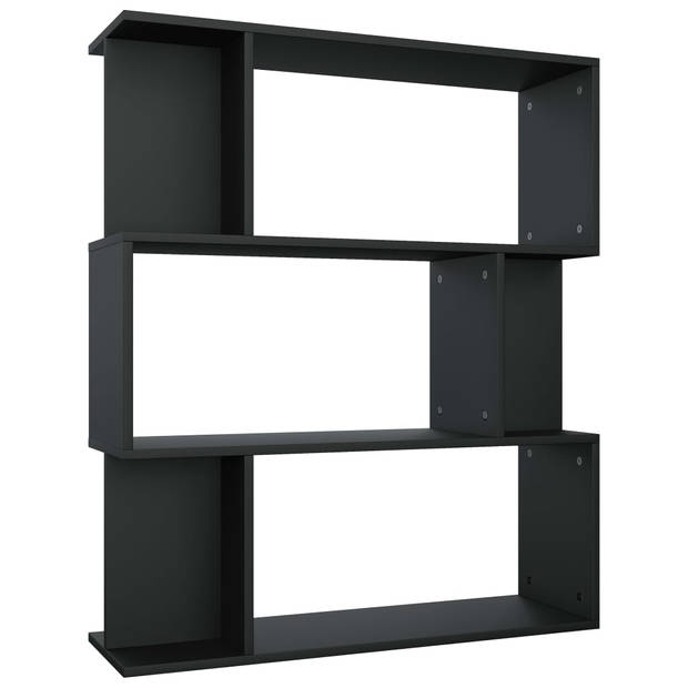 The Living Store Boekenkast - 80 x 24 x 96 cm - Zwart - Bewerkt hout