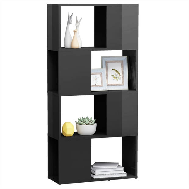 The Living Store Boekenkast Kamerverdeler - 60 x 24 x 124.5 cm - Hoogglans grijs