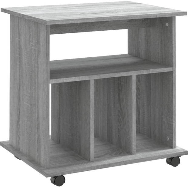 The Living Store Verrijdbare kast - Opbergkast - 60x45x60 cm - Grijs Sonoma Eiken