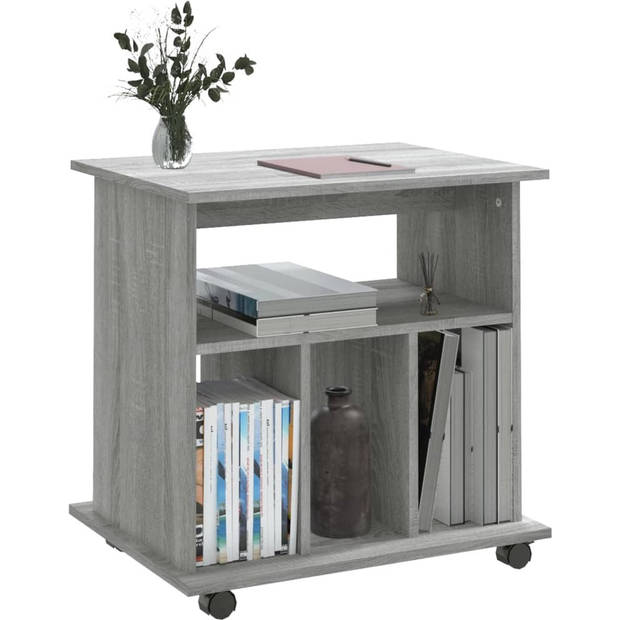 The Living Store Verrijdbare kast - Opbergkast - 60x45x60 cm - Grijs Sonoma Eiken