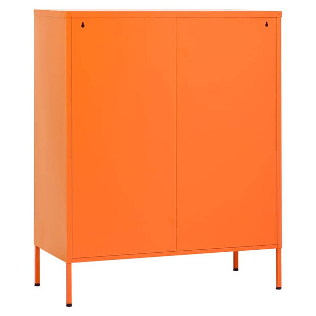 The Living Store Opbergkast Staal - 80 x 35 x 101.5 cm - Oranje