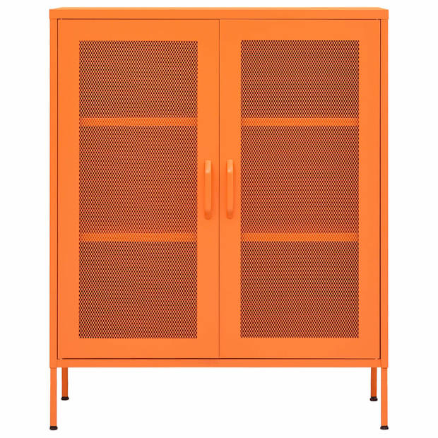 The Living Store Opbergkast Staal - 80 x 35 x 101.5 cm - Oranje