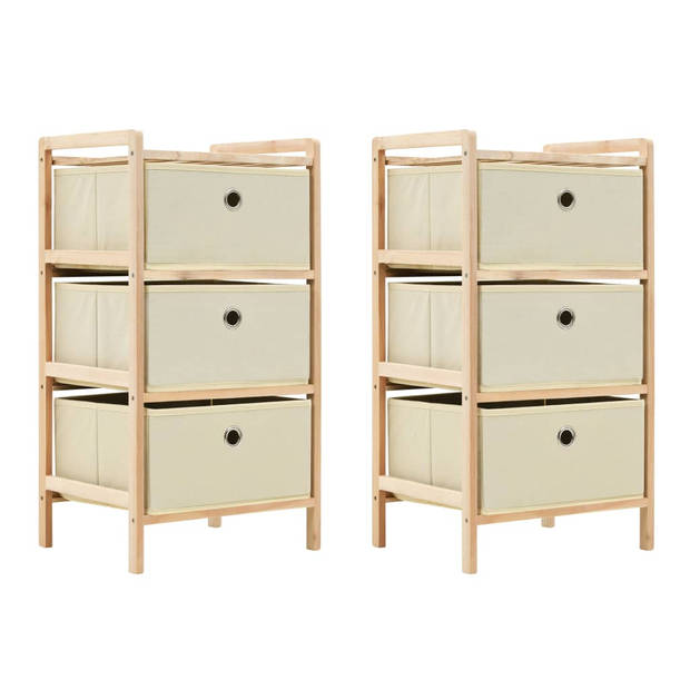 The Living Store Opslagmeubel - Cederhout - 3 Manden - 32x26x60cm - Beige - Draagvermogen 2kg - 2 rekken