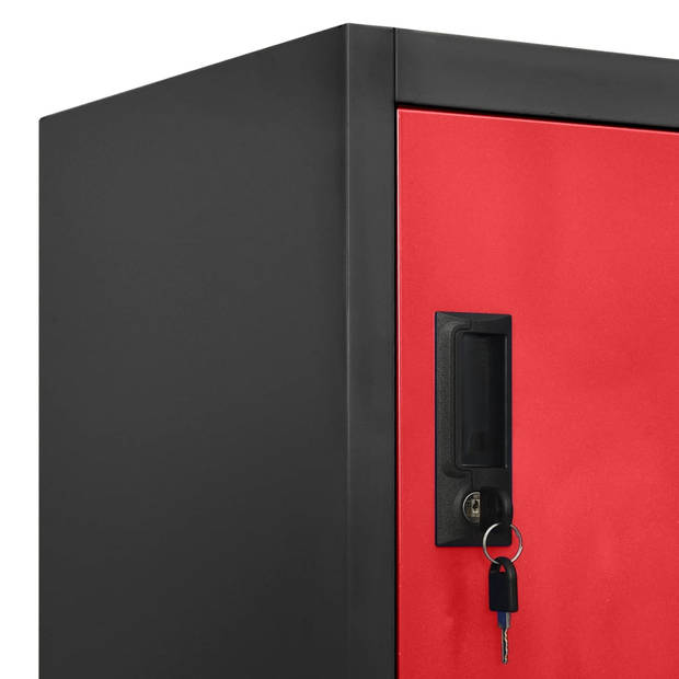 vidaXL Lockerkast 90x45x180 cm staal antracietkleurig en rood