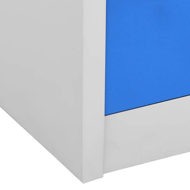 The Living Store Lockerkasten - Moderne Opbergkast - 90 x 45 x 92.5 cm - Lichtgrijs/Blauw