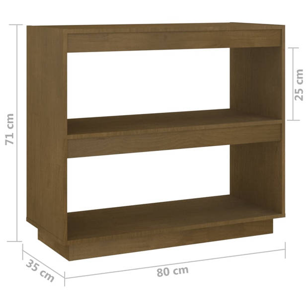 vidaXL Boekenkast 80x35x71 cm massief grenenhout honingbruin