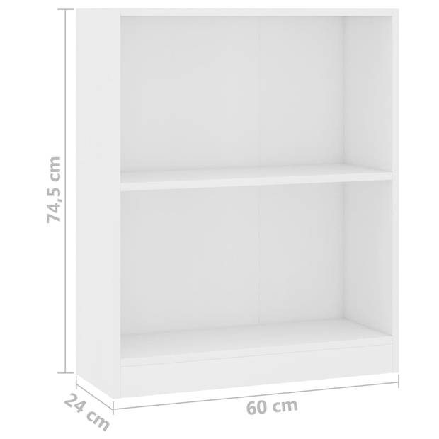 The Living Store Boekenkast 2-laags Wit - 60 x 24 x 74.5 cm - Duurzaam en stabiel