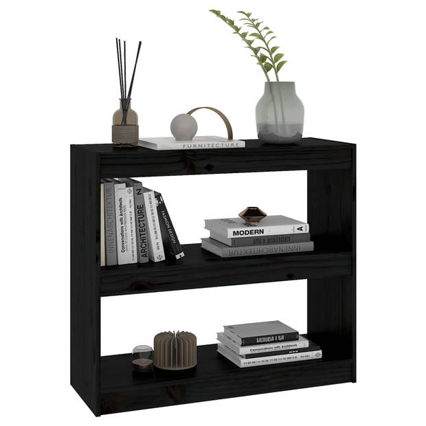 The Living Store Boekenkast Massief Grenenhout - 80 x 30 x 71.5 cm - Zwart