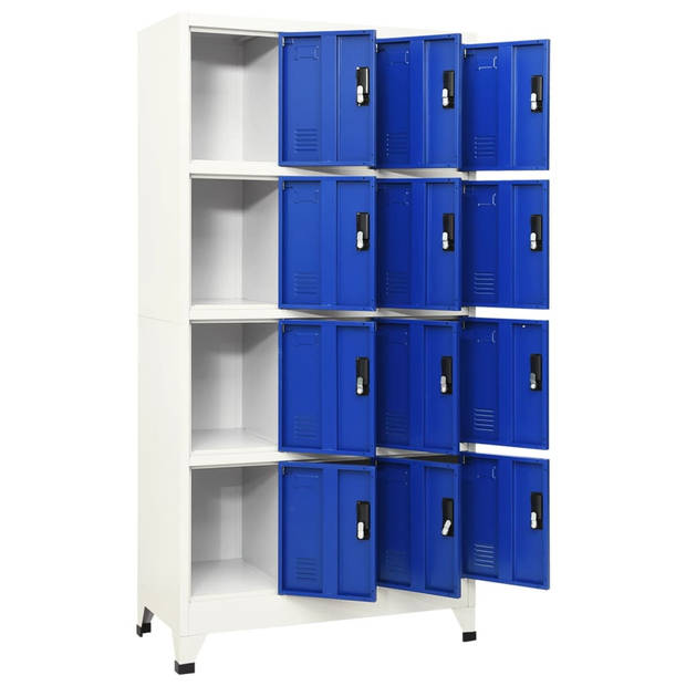 The Living Store Lockerkast - Opbergkast 90x45x180 cm - Staal - Grijs/Blauw