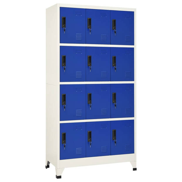 The Living Store Lockerkast - Opbergkast 90x45x180 cm - Staal - Grijs/Blauw