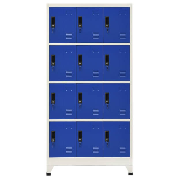 The Living Store Lockerkast - Opbergkast 90x45x180 cm - Staal - Grijs/Blauw