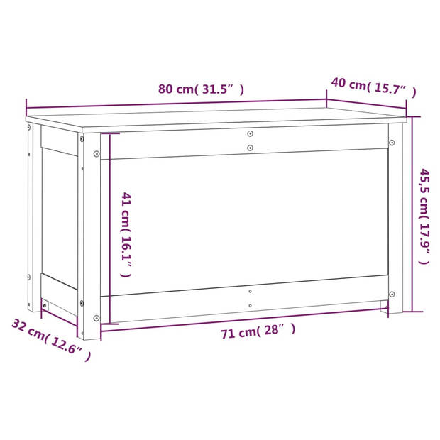 The Living Store Opbergdoos - Massief Grenenhout - Grijze - 80x40x45.5 cm