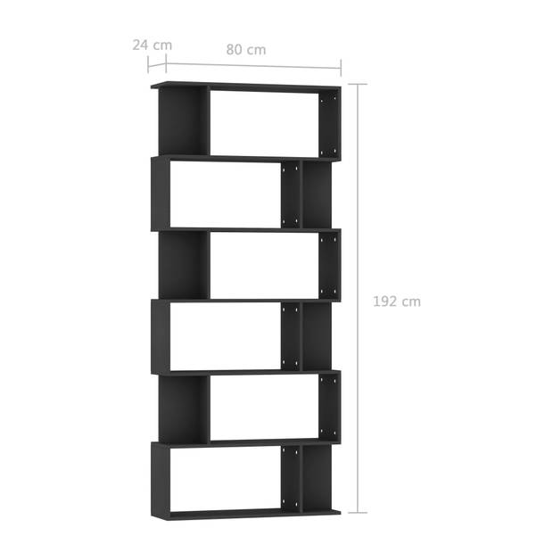 vidaXL Boekenkast / kamerscherm 80x24x192 cm bewerkt hout zwart