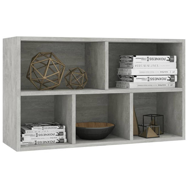 The Living Store Boekenkast Betongrijs 50 x 25 x 80 cm - Spaanplaat