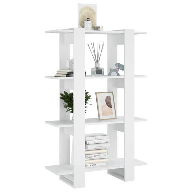 The Living Store Boekenkast Hout - 80x30x123.5cm - Hoogglans wit