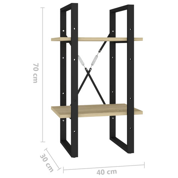 vidaXL Boekenkast met 2 schappen 40x30x70 cm bewerkt hout sonoma eiken