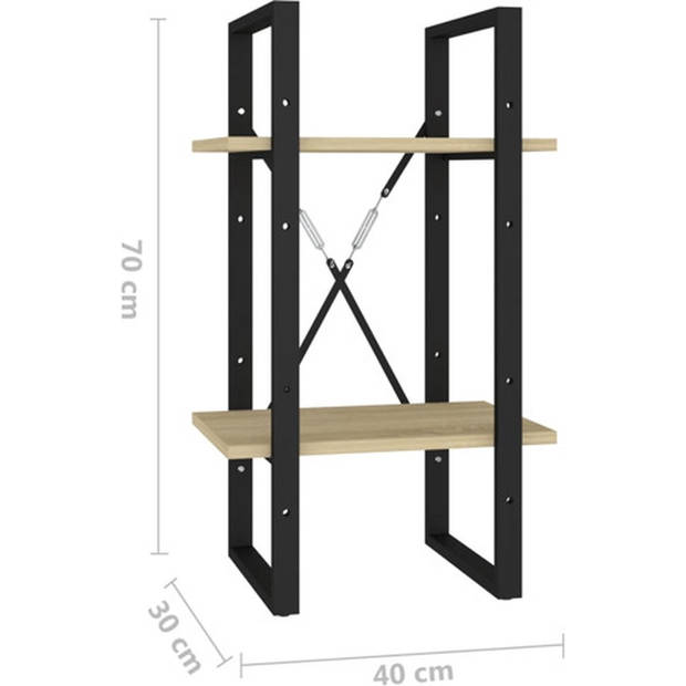 The Living Store Boekenkast Industrieel - 40 x 30 x 70 cm - Sonoma eiken spaanplaat