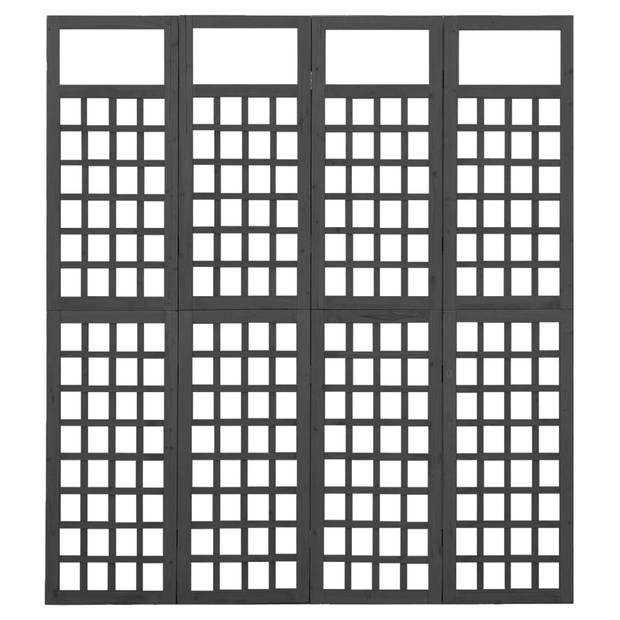 The Living Store Kamer/terrasscherm - 161 x 180 cm - massief vurenhout zwart