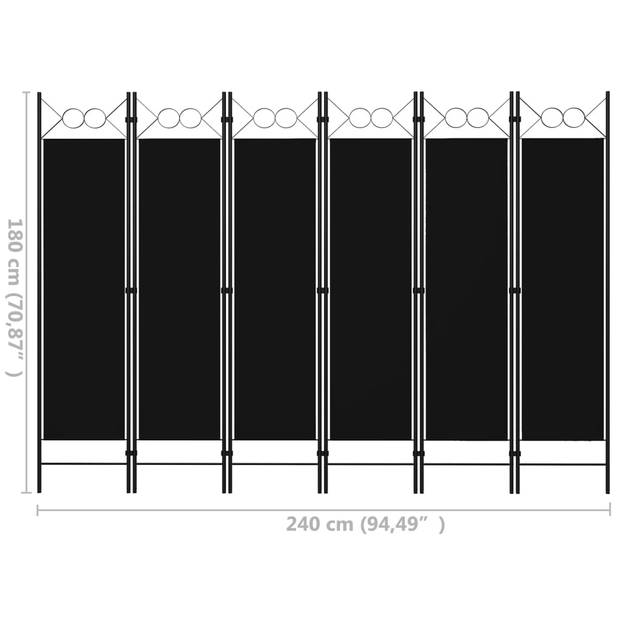 vidaXL Kamerscherm met 6 panelen 240x180 cm zwart