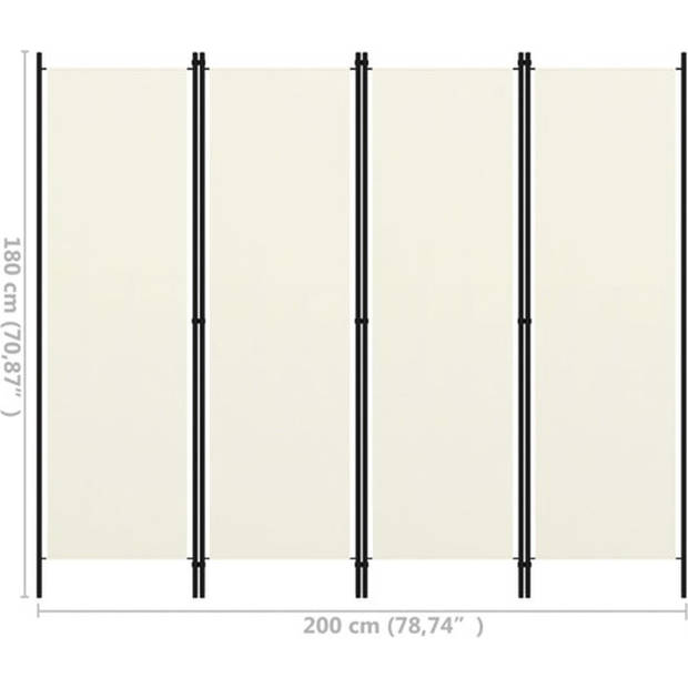 The Living Store Kamerscherm - Ruimteverdeler - 4 panelen - 200 x 180 cm - Crèmewit