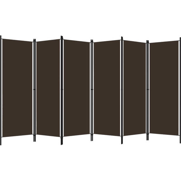 The Living Store Ruimteverdeler 6 panelen - 300 x 180 cm - Bruin - Polyester en IJzer