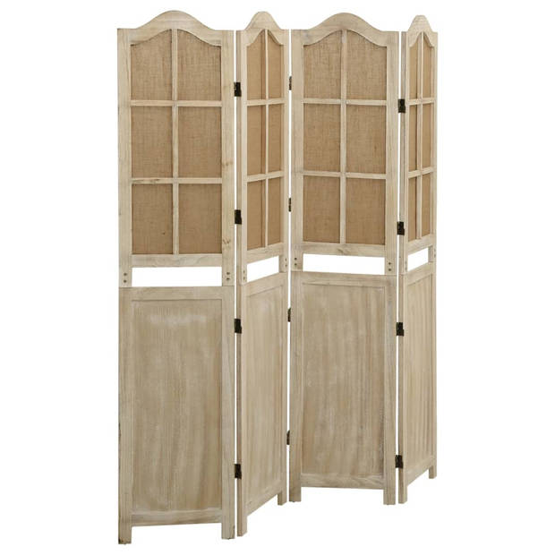 The Living Store Vintage Kamerscherm - Massief Paulowniahout - 140 x 165 cm - Bruin