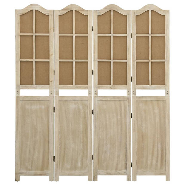 The Living Store Vintage Kamerscherm - Massief Paulowniahout - 140 x 165 cm - Bruin