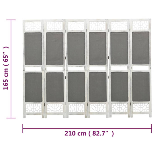 vidaXL Kamerscherm met 6 panelen 210x165 cm stof grijs