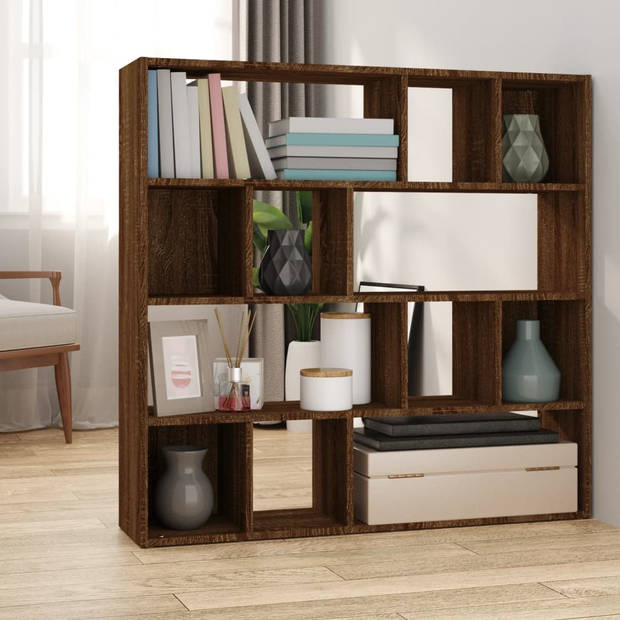 The Living Store Boekenkast Roomdivider - 105x24x102 cm - Bruineiken - Stevig materiaal