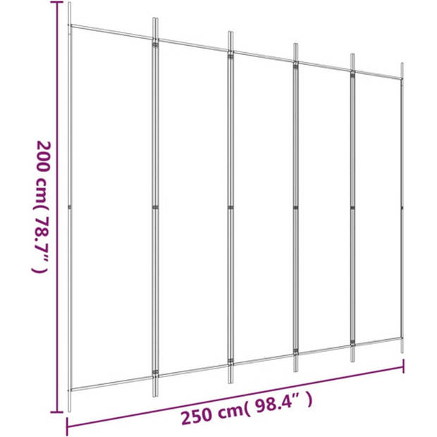 The Living Store Kamerscherm - 250 x 200 cm - Bruin - Inklapbaar