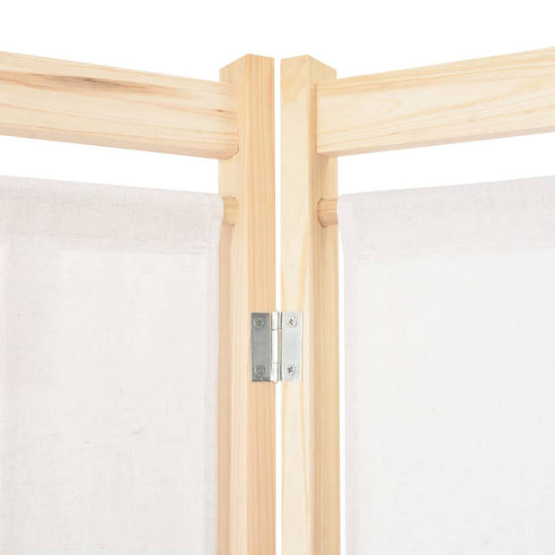 The Living Store Kamerverdeler - 6 Panelen - Vrijstaand - 240x170x4 cm - Crème houten frame