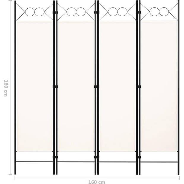 The Living Store Ruimteverdeler 4 panelen - 160 x 180 cm - Crèmewit