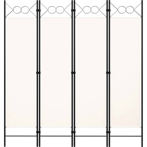 The Living Store Ruimteverdeler 4 panelen - 160 x 180 cm - Crèmewit