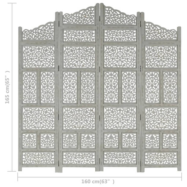 The Living Store Kamerscherm 160x165 cm - MDF en Massief Mangohout - Handgesneden Patroon