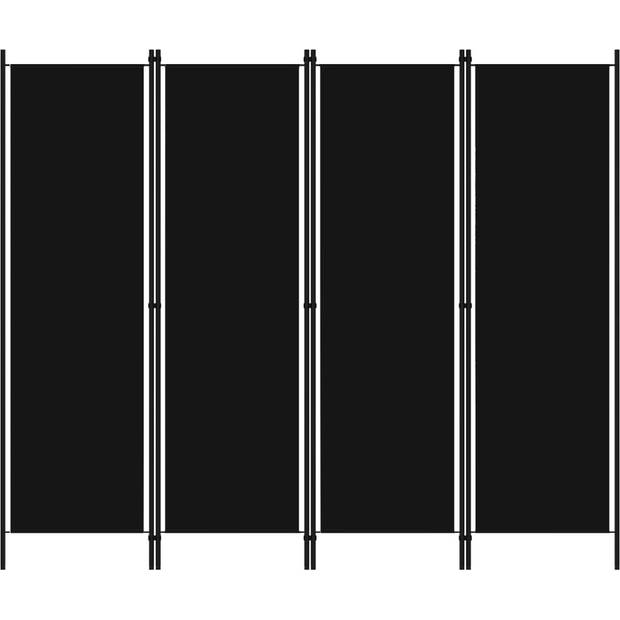 The Living Store Kamerscherm - Ruimteverdeler 4 panelen - 200 x 180 cm - Zwart stof