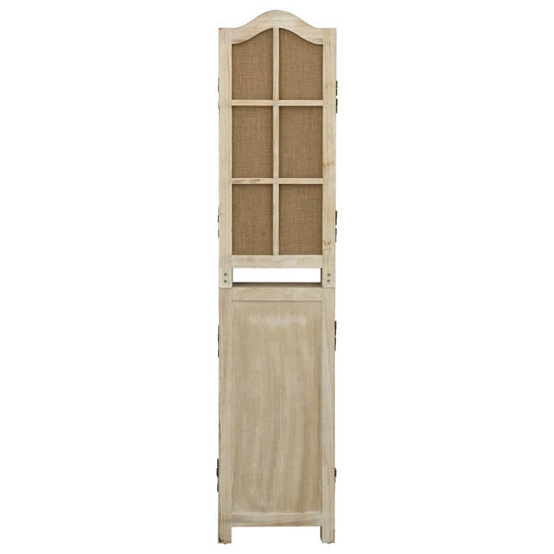 The Living Store Kamerscherm Vintage-Stijl - 214x165 cm - Bruin hout - Stof (40% katoen - 60% linnen)