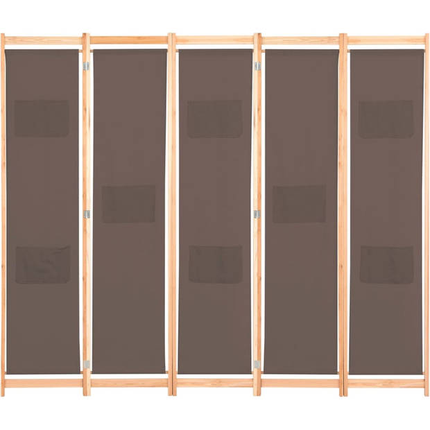 The Living Store Kamerverdeler Bruin 200 x 170 x 4 cm - Privacy Scherm met 5 Panelen