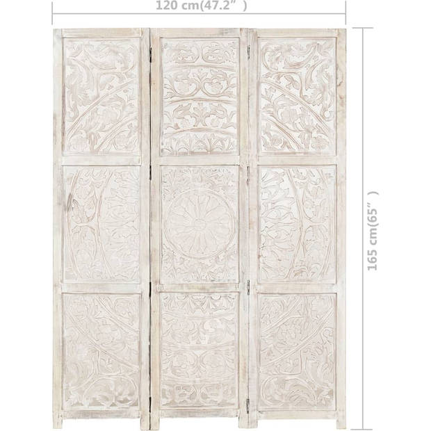 The Living Store Kamerscherm - 120 x 165 cm - MDF en massief mangohout met whitewash afwerking