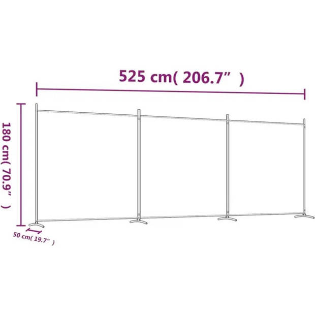 The Living Store Kamerscherm - Vrijstaand - Bruin - 175x180 cm - Gepoedercoat ijzer