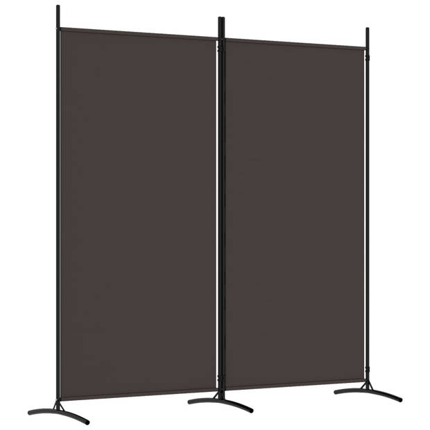 The Living Store Kamerscherm Bruin 175x180 cm - 2 Panelen - Stof (100% polyester) en ijzer